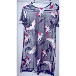 Longline sheer short sleeve shirt